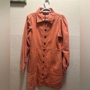 Women's Orange Button-Up Coat